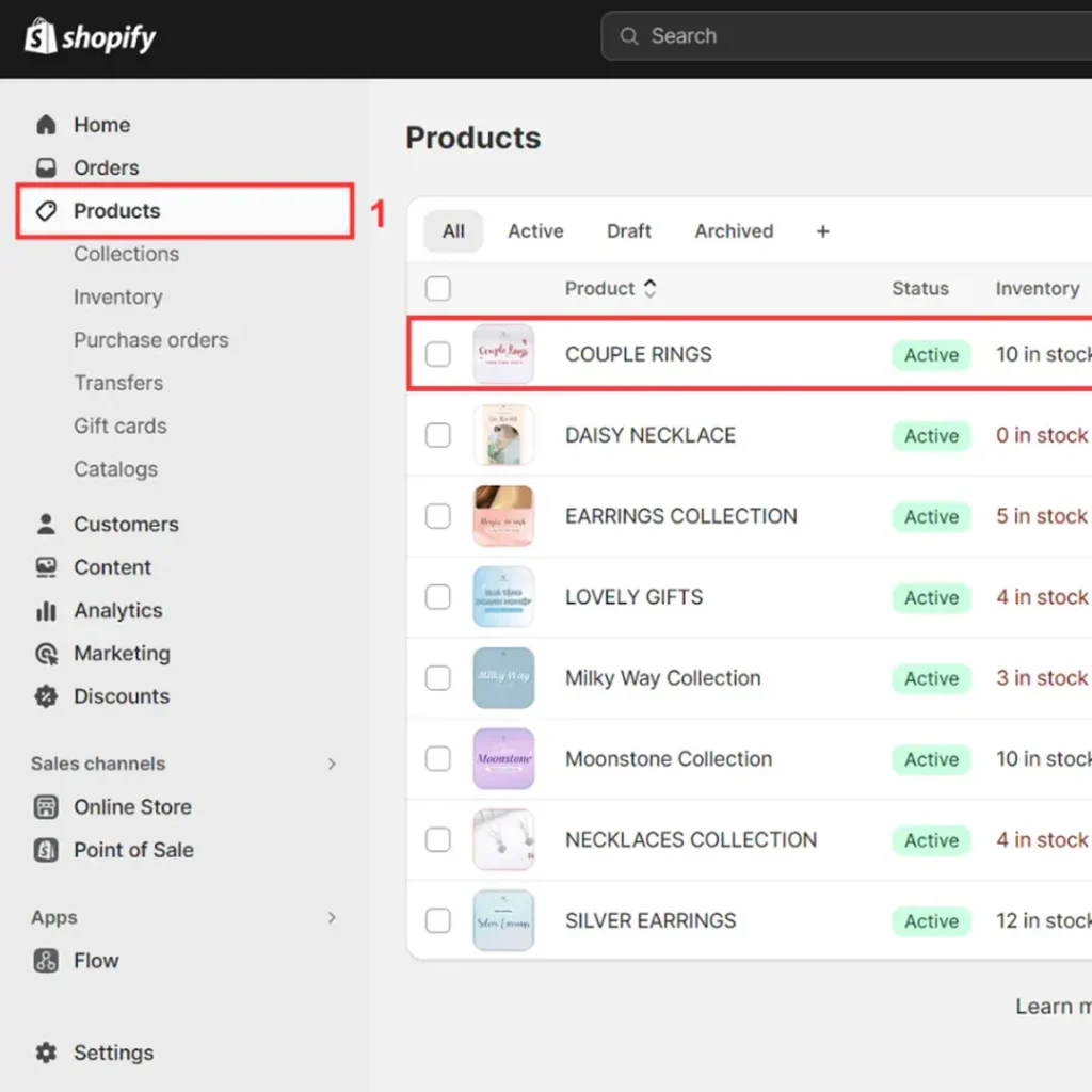 adding product in shopify